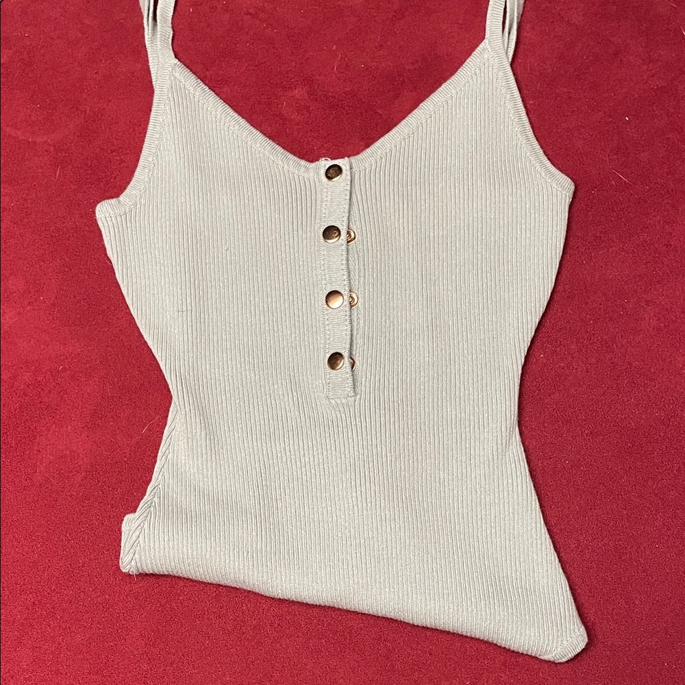 Women's Cream Ribbed Button-Down Top